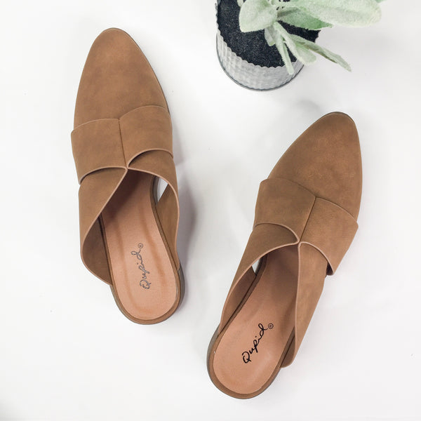 Last Chance Size 5.5 & 6 | Cool With That Cross Band Ballerina Mules in Maple Brown