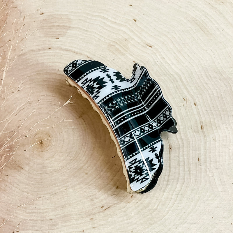 Black and White Patterned Hair Clip in Various Styles