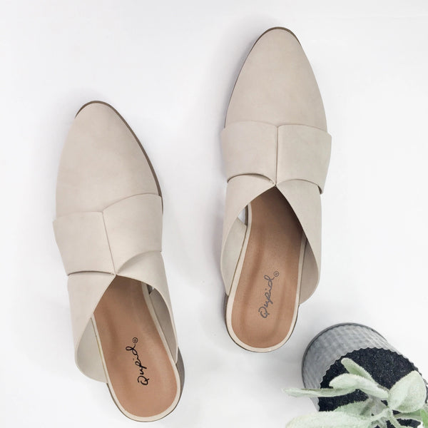 Last Chance Size 5.5, 6 & 6.5 | Cool With That Cross Band Ballerina Mules in Stone