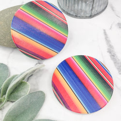 Set of Two | Serape Car Coasters in Blue