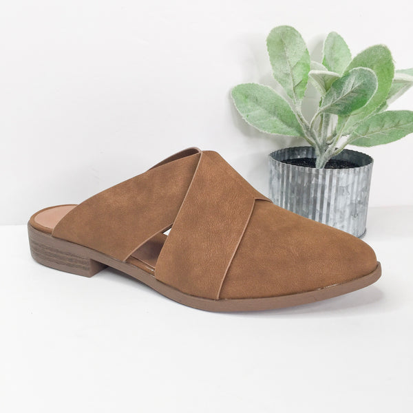 Last Chance Size 5.5 & 6 | Cool With That Cross Band Ballerina Mules in Maple Brown