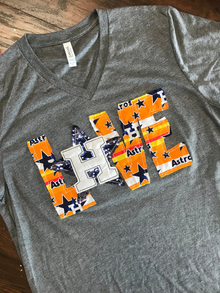 Handmade, Astros Love Short Sleeve Tee Shirt in Heather Grey 3XL