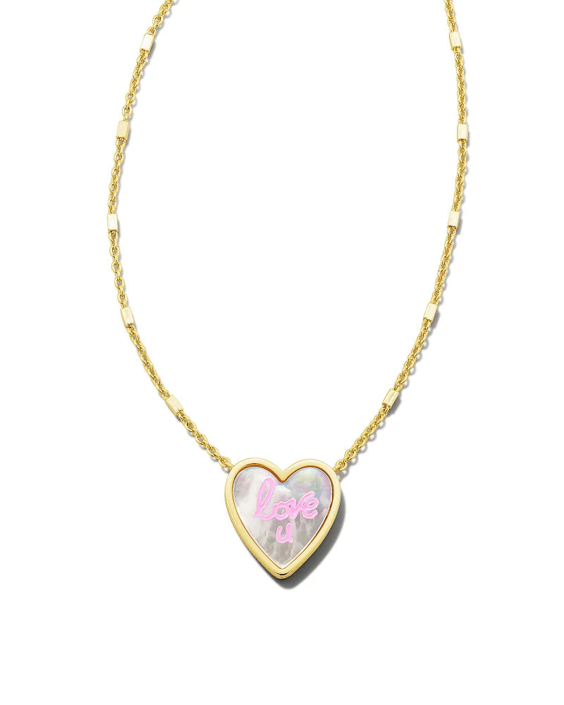 Kendra Scott | Love U Heart Gold Pendant Necklace in Ivory Mother-of-Pearl