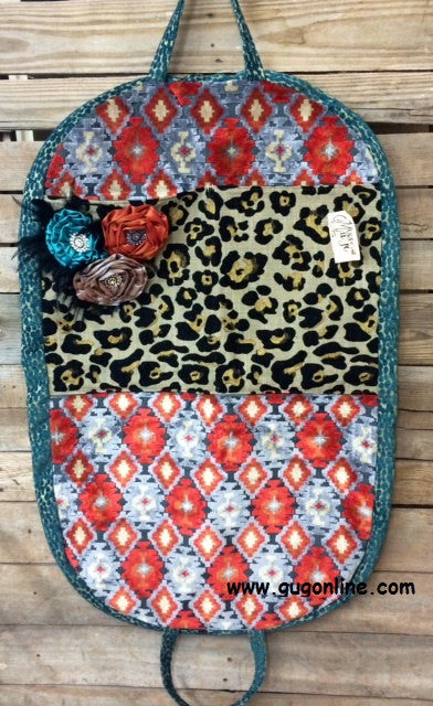 Large Cheetah and Aztec Garment Bag with Fancy Flower