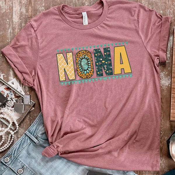 Nona Short Sleeve Graphic Tee in Mauve Pink