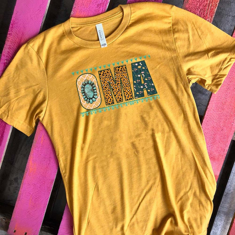 Online Exclusive | Oma Short Sleeve Graphic Tee in Mustard