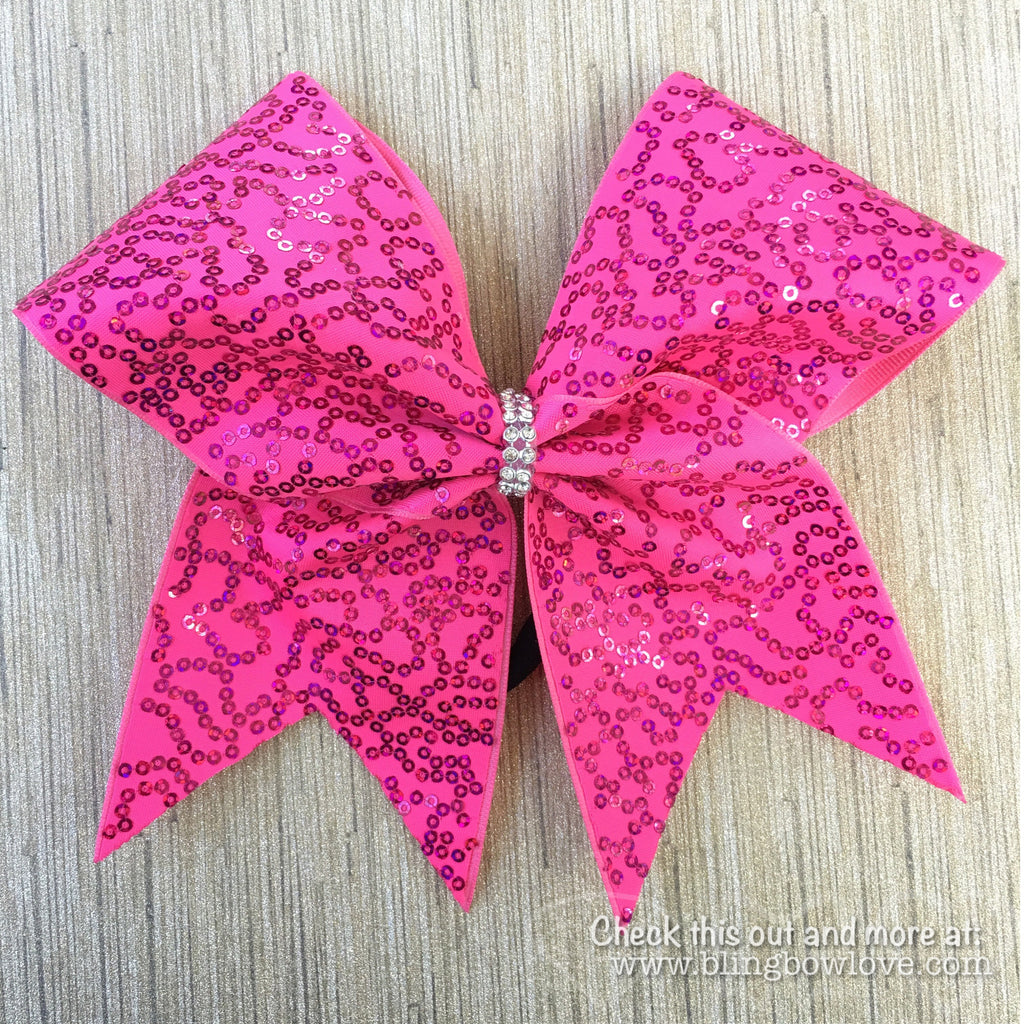 Pink Sequin Cheer Bow - Bling Bow Love
