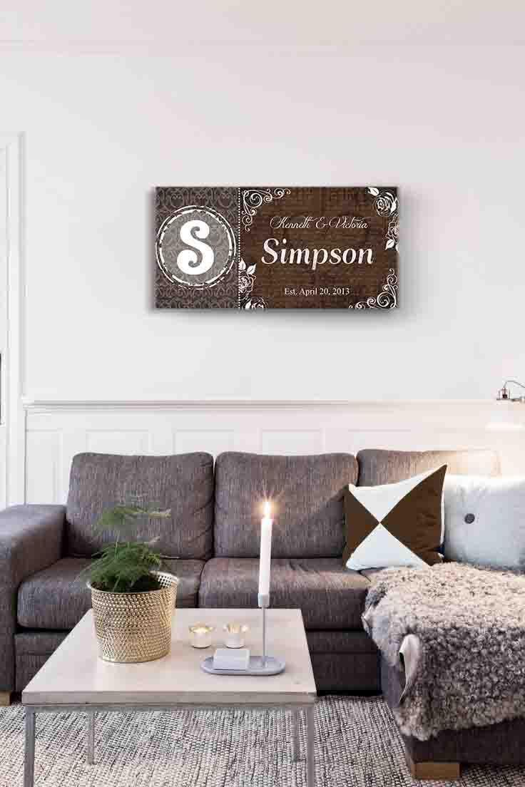 Custom Family Name Established Date Stretched Canvas Wall Art We Muralmax Interiors