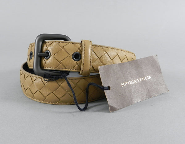 Bottega Veneta Beige Intrecciato Leather Woven Belt - size 80 cm 32