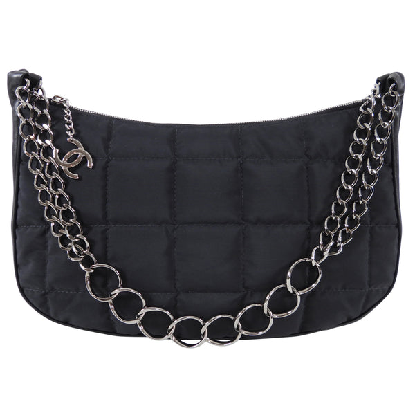 Chanel Vintage 2002 Nylon and Leather Chain Strap Hobo Bag