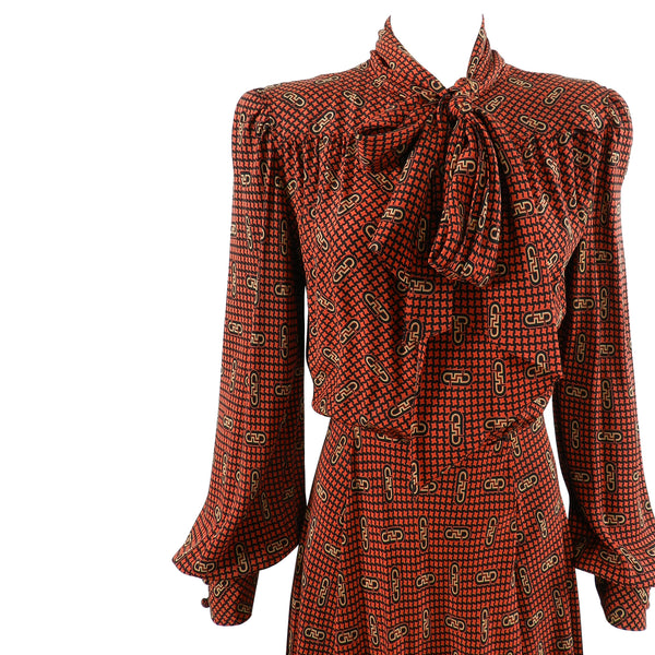 Salvatore Ferragamo vintage 1970's Silk Logo Shirt Dress – I MISS