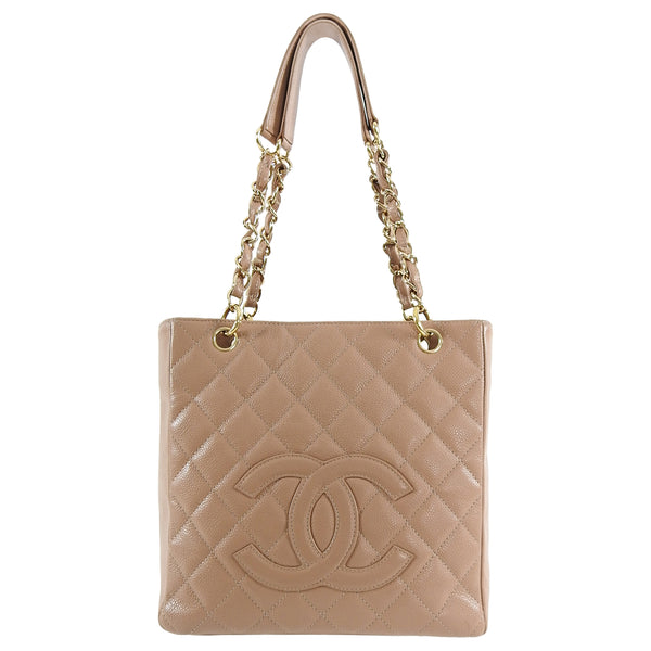 Chanel Nude Caviar Leather PST Petite Shopping Tote Bag