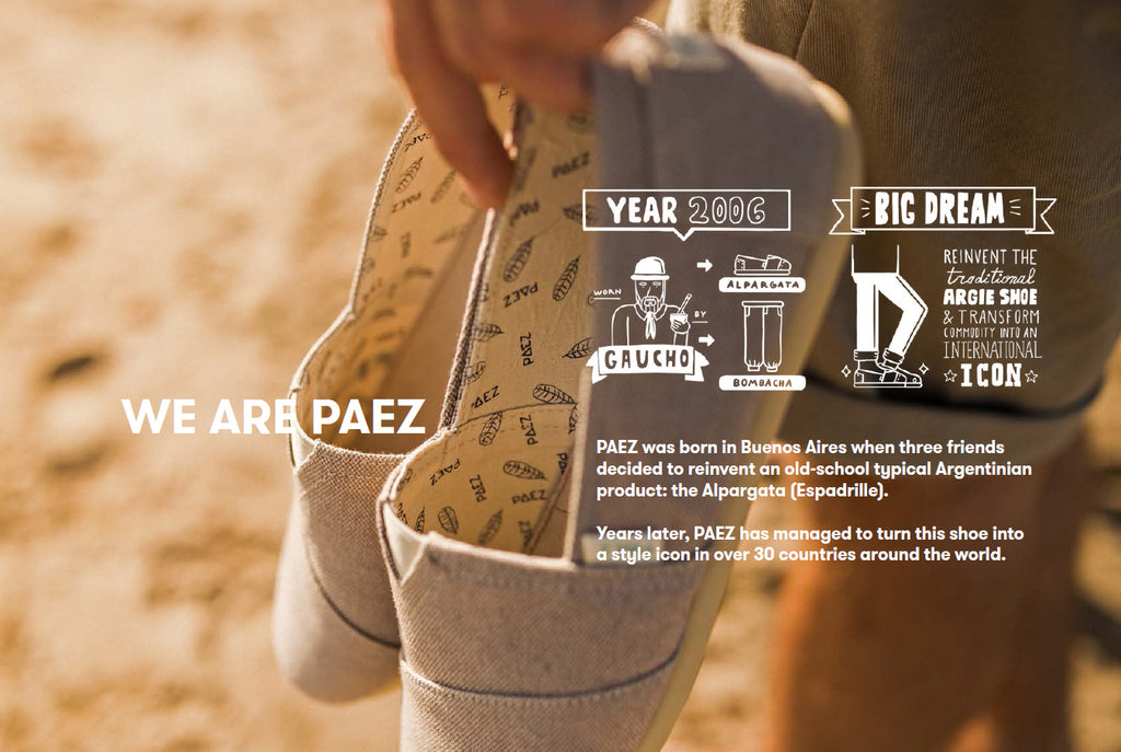 A márkát 2006-ban alapította három fiatal, akik egy egyszerű, hagyományos designt újragondolva alkották meg sokszínű és rendkívül praktikus alpargata típusú cipőiket. Azóta már a világ több mint 30 országába eljutott a cipők formájába öntött argentin örökség. Utazások, lélegzetelállító tájak, nagy találkozások és mesélésre érdemes történetek inspirálták minden pár létrejöttét. 