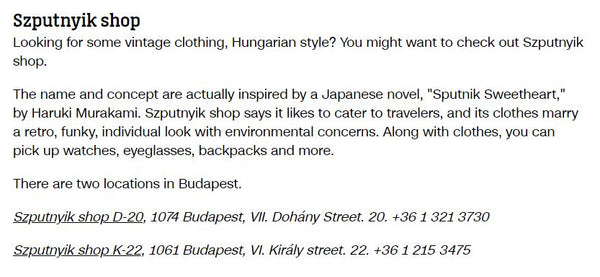 Az amerikai CNN Travel összegyűjtötte Budapest leglátványosabb és legegyedibb vásárlási állomásait, a felsorolásban a Szputnyik shop is helyet kapott!