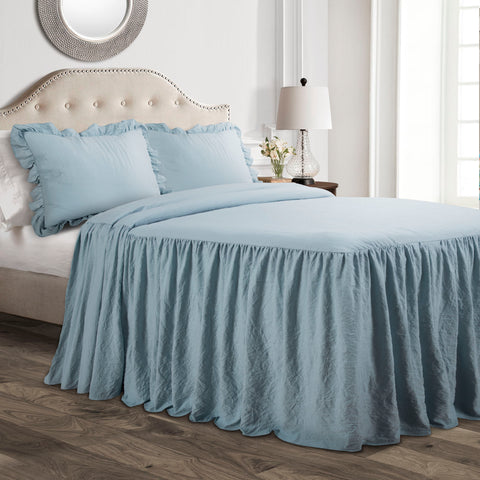 Blue Ruffle Skirt Bedspread Set by Lush Decor