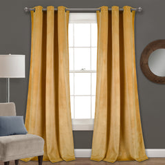Prima Velvet Solid Room Darkening Window Curtain Panel Set