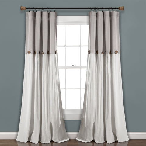 Linen Button Window Curtains by Lush Decor