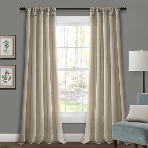 Burlap Knotted Tab Top Curtains