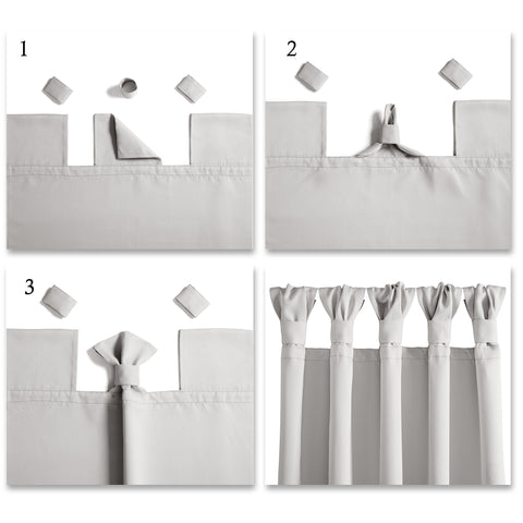 How to hang knotted tab top curtains