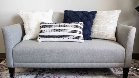 Decorative accent pillows on a couch