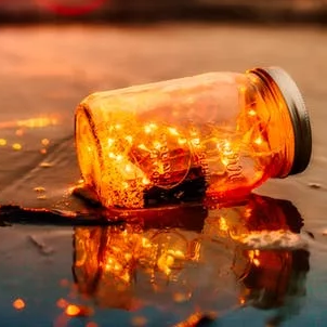 fairy lights in a jar