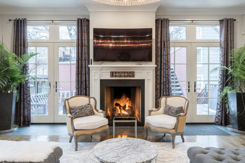 Fireplace in hygge design