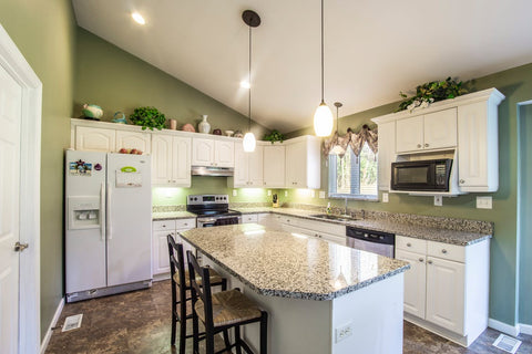 Kitchen with white cabinets