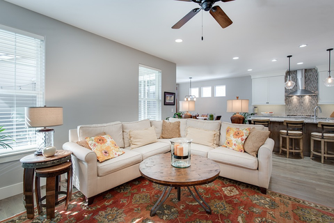 living room with candles