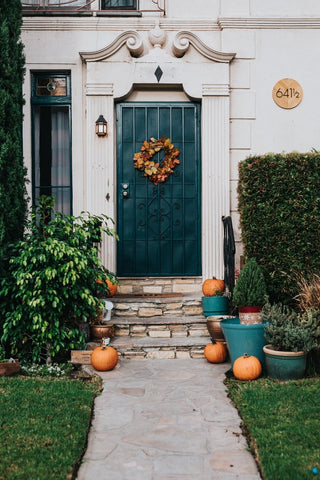 Pumpkins in front entry