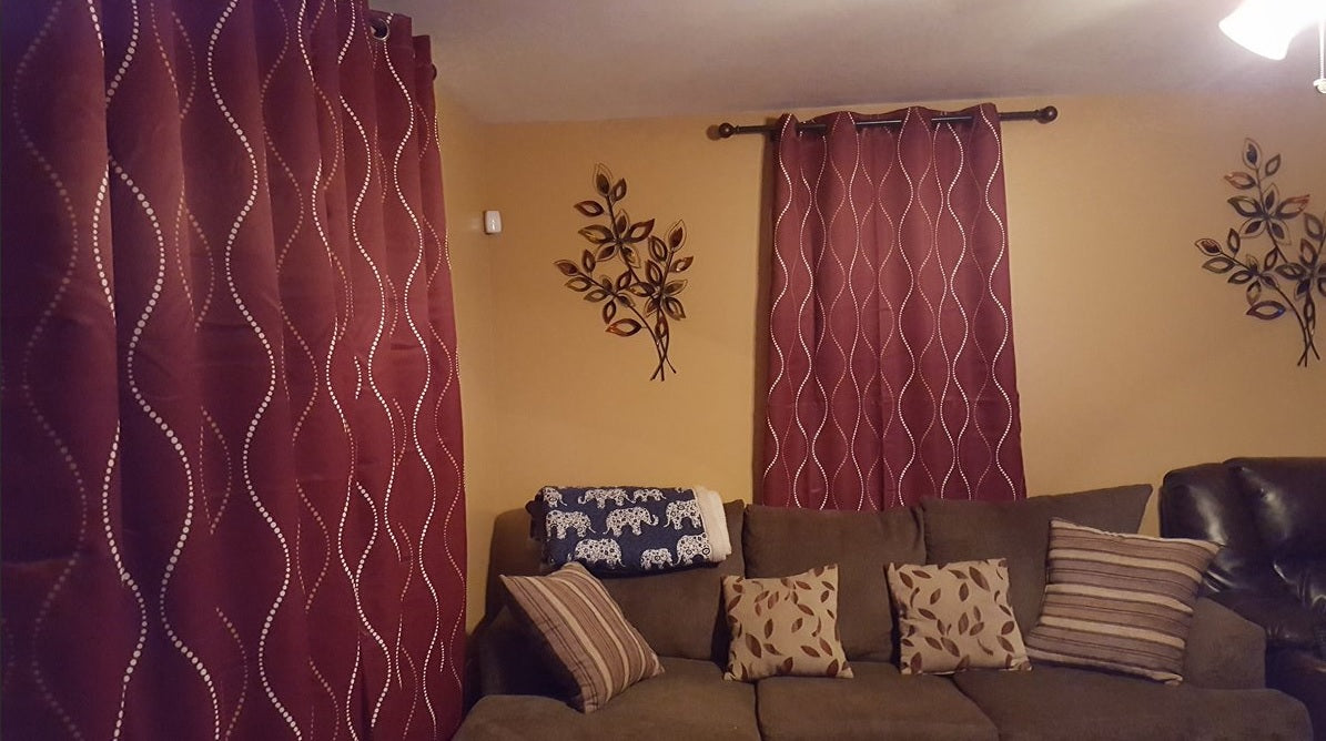 Swirl Curtains in a Warm Living Room