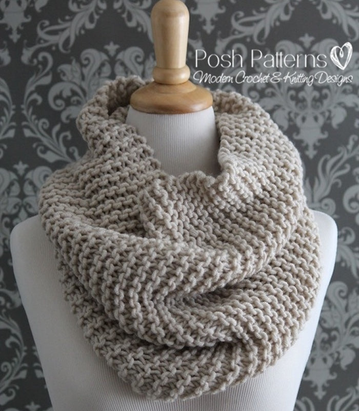 Knitting PATTERN - Easy Knit Cowl Pattern - Posh Patterns