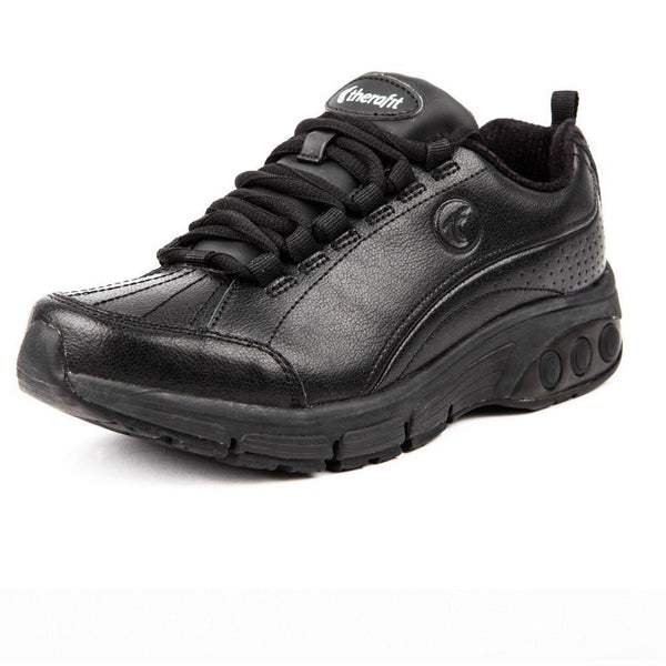 black leather slip resistant shoes