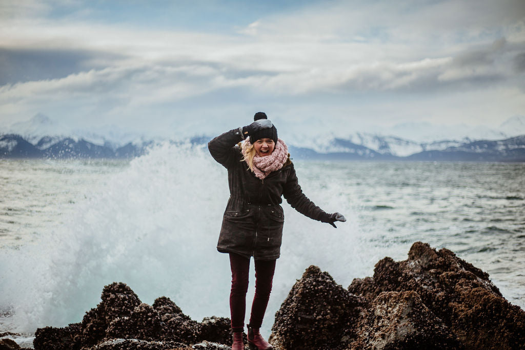 Crazy wind and waves out at Sunshine Cove in Juneau, Alaska by Resolute Boutique & Sydney Akagi