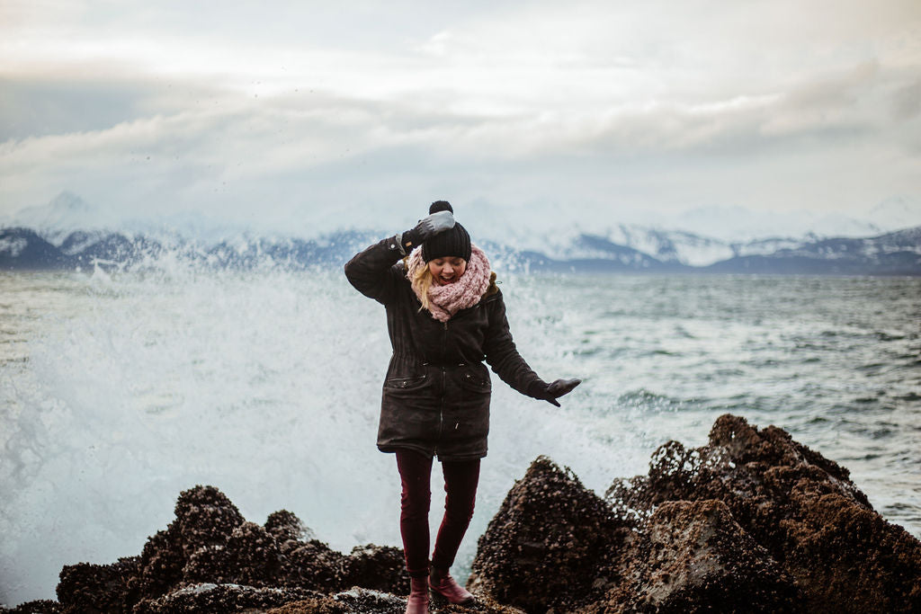 Crazy wind and waves out at Sunshine Cove in Juneau, Alaska by Resolute Boutique & Sydney Akagi