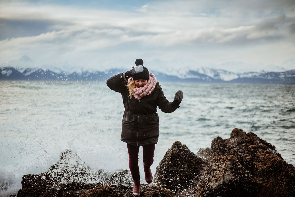 Crazy wind and waves out at Sunshine Cove in Juneau, Alaska by Resolute Boutique & Sydney Akagi