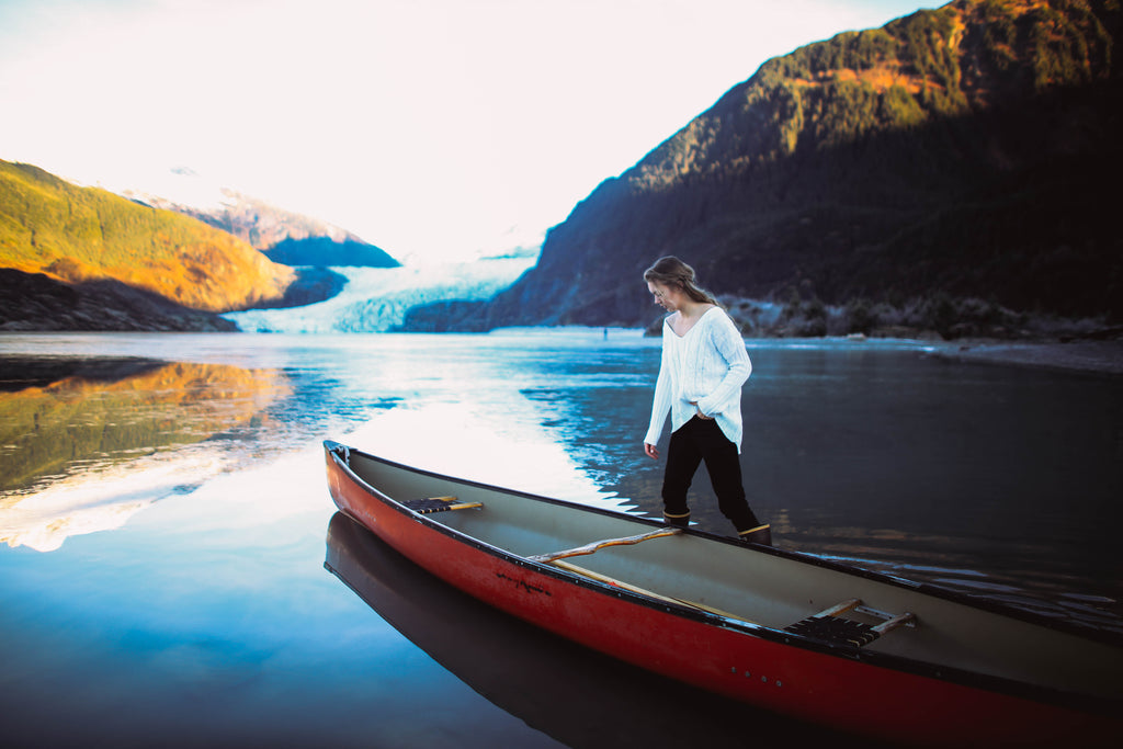 Canoeing at the Mendenhall Glacier in Juneau, Alaska for Resolute Boutique & Lifestyle