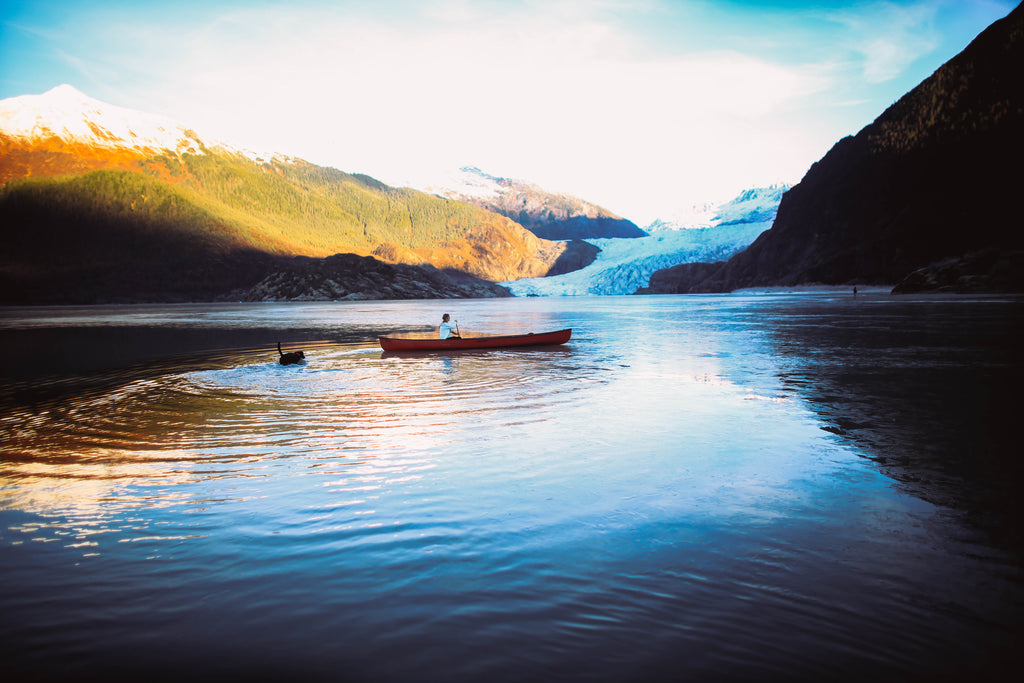 Canoeing at the Mendenhall Glacier in Juneau, Alaska for Resolute Boutique & Lifestyle