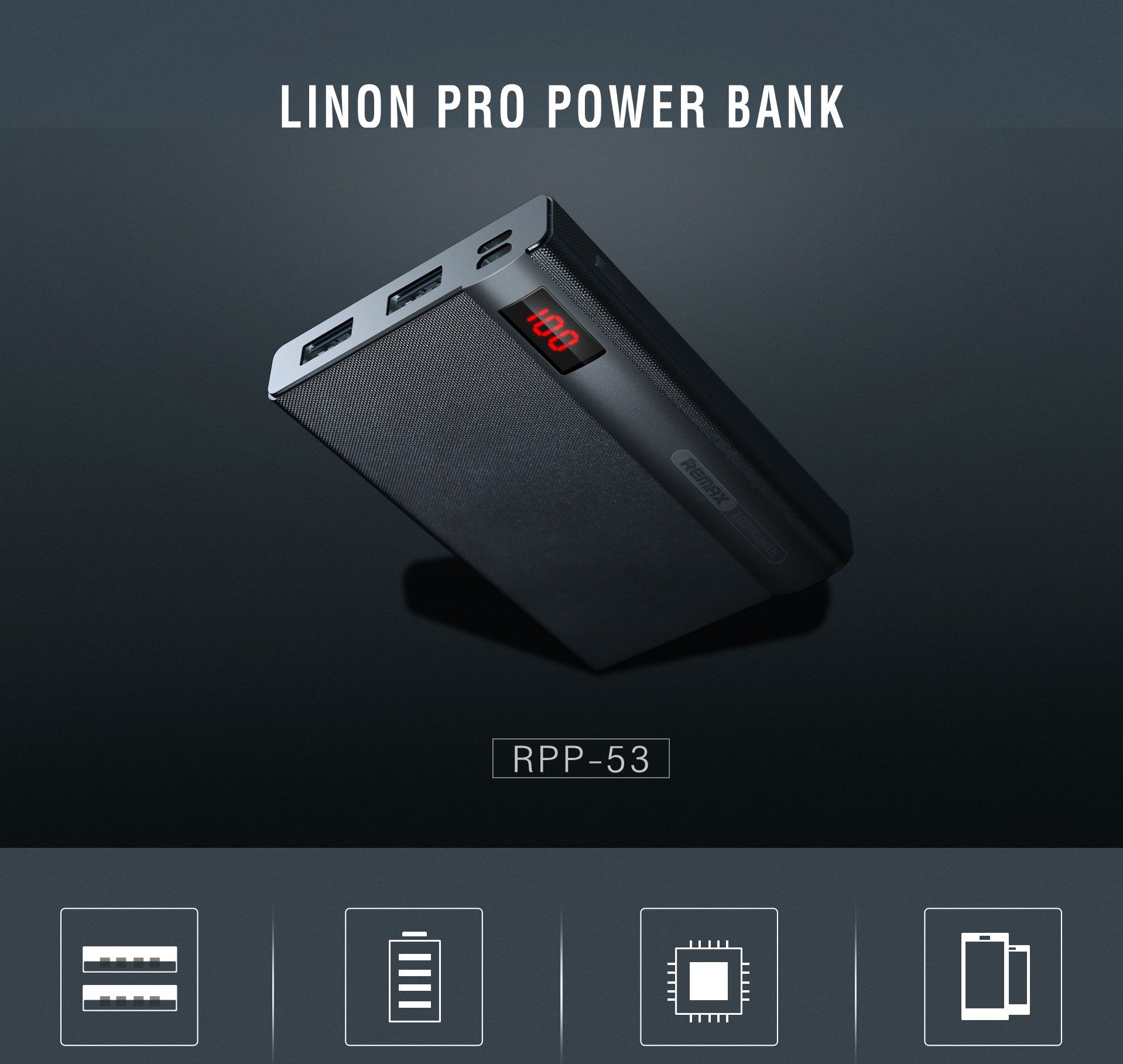 REMAX Official Store -Linon Pro Power Bank 10000mAh RPP-53