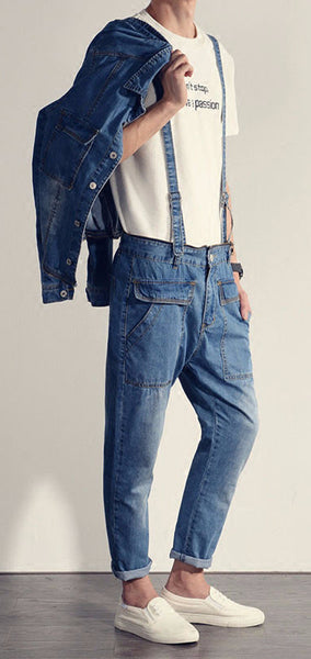 jumpsuit with jeans jacket