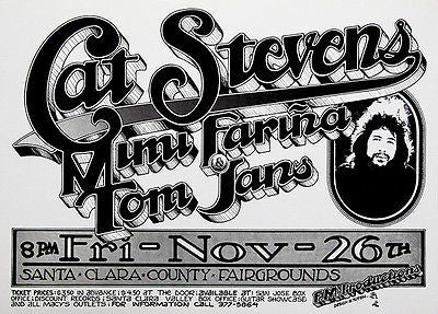 Cat Stevens - Santa Clara County Fairgrounds - 1971 - Concert Poster
