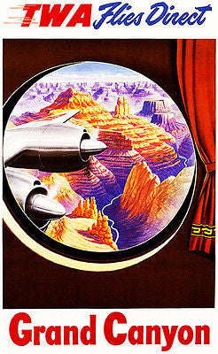 1950's Grand Canyon - TWA Flies Direct - Travel Advertising Poster