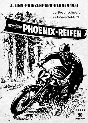 1951 Brunswick Prince Park Motorcycle Race - Promotional Advertising Poster