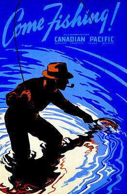 1939 Canadian Pacific - Come Fishing! - Travel Advertising Poster