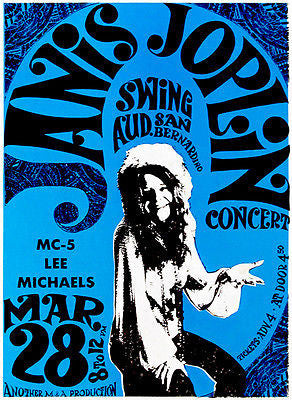 Janis Joplin - MC-5 - Swing Auditorium - 1969 - Concert Poster