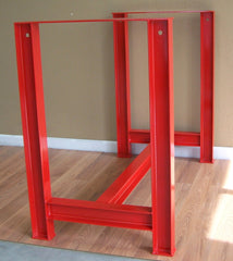 I beam table base in red