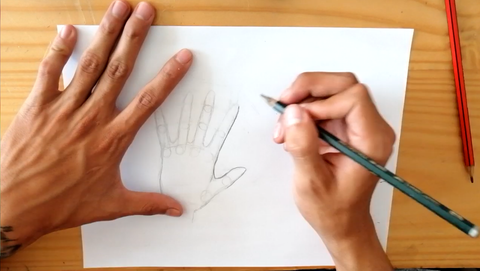 Learn How To Draw Hands - Draw The Outline With A Soft Pencil