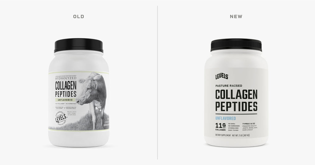 Collagen packaging old vs new levels