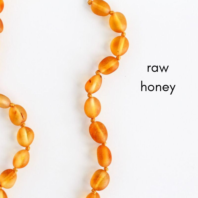 Drooling and Teething Relief; Natural Remedy Highest Quality Baby Love Certified Baltic Amber Teething Necklace for Baby Helpful with Pain Natural Anti-Inflammatory Beads; Honey Raw/Unpolished 