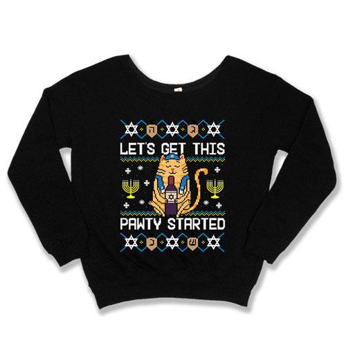 Image result for https://teepinch.com/products/slouchy-sweater-lets-get-this-pawty-started-cat-tep-1723-hanukkah-gifts-for-cat-lovers
