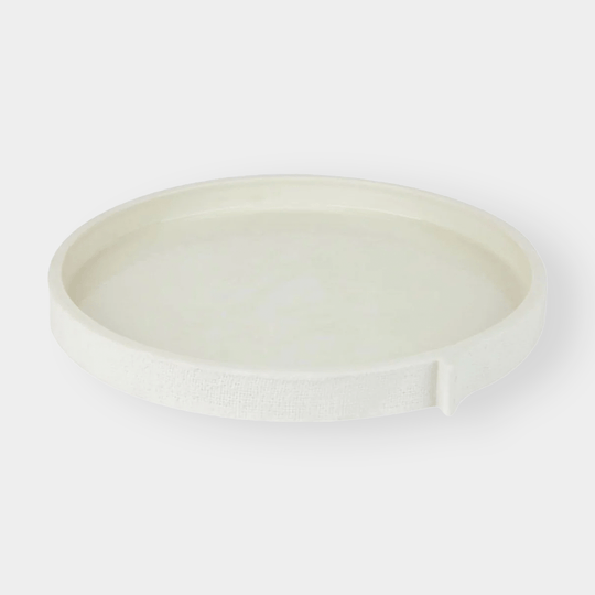 Burlap Round Tray - Large White (7445310963961)